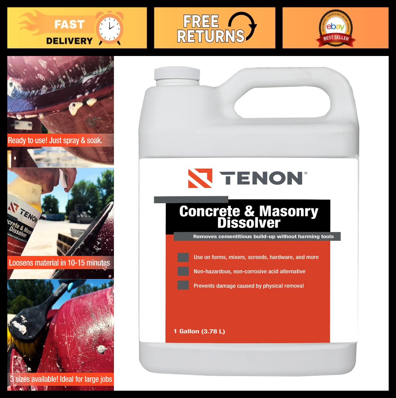 Concrete & Masonry Dissolver – Remove Cement, Mortar, Grout, Stucco, Non-Toxic,