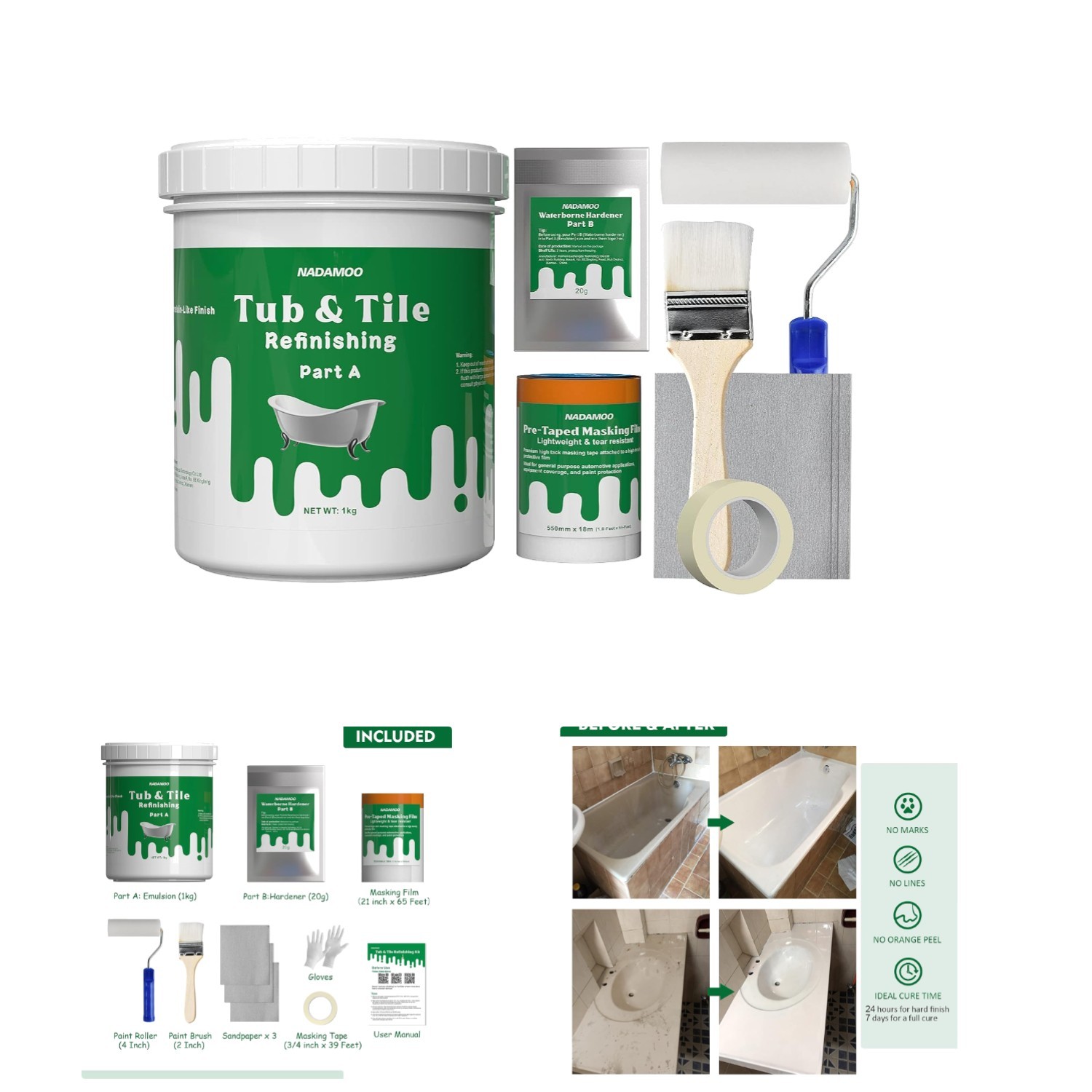 DIY Tub and Tile Refinishing Kit 35 oz: Fast Cure, Professional Results at Home