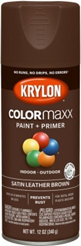 Krylon Colormaxx Satin Spray Paint & Primer Leather Brown K05569007 – Pack of 1