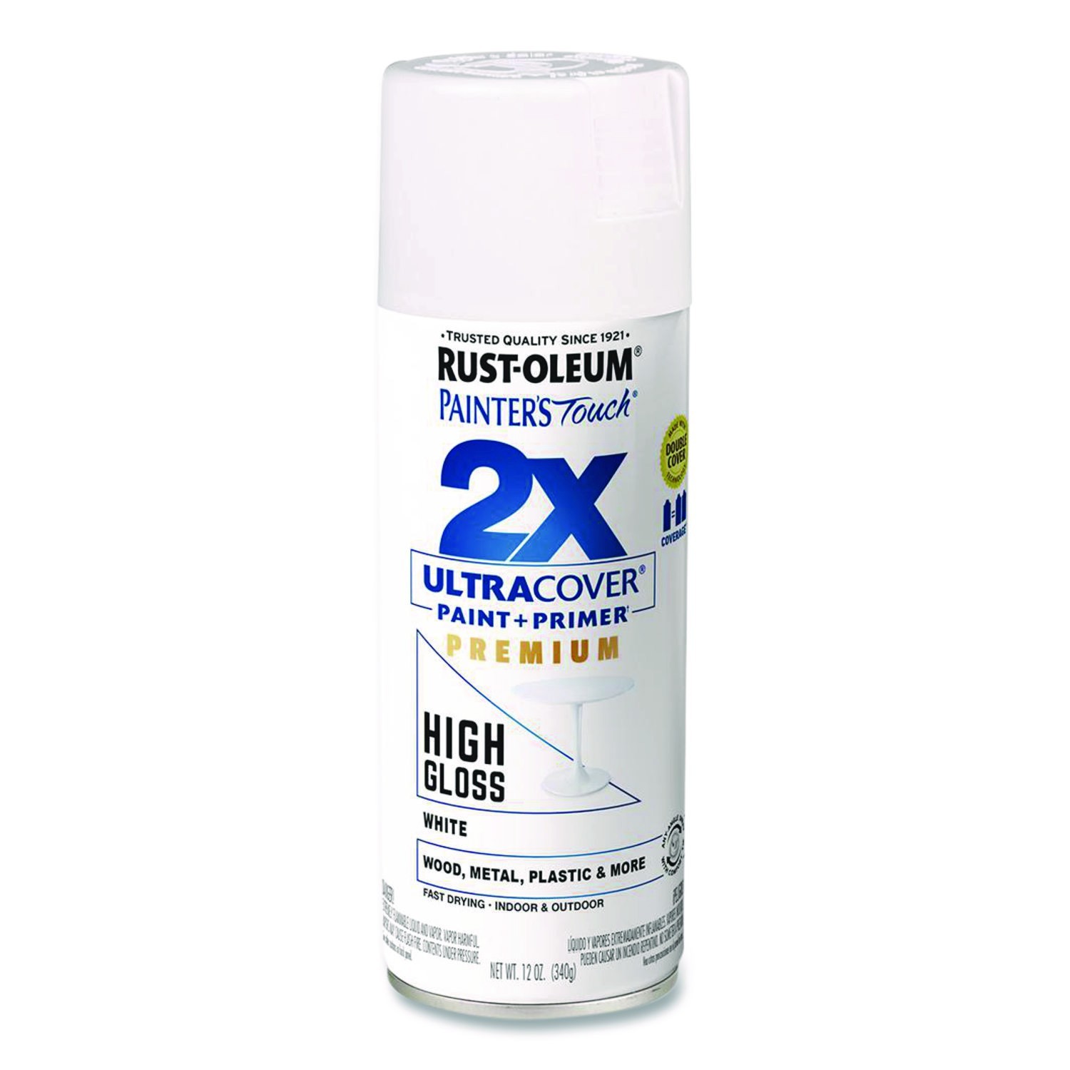 Rustoleum Painter’s Touch 2x Spray Paint+Primmer High Gloss White 12 Oz, 6 Cans