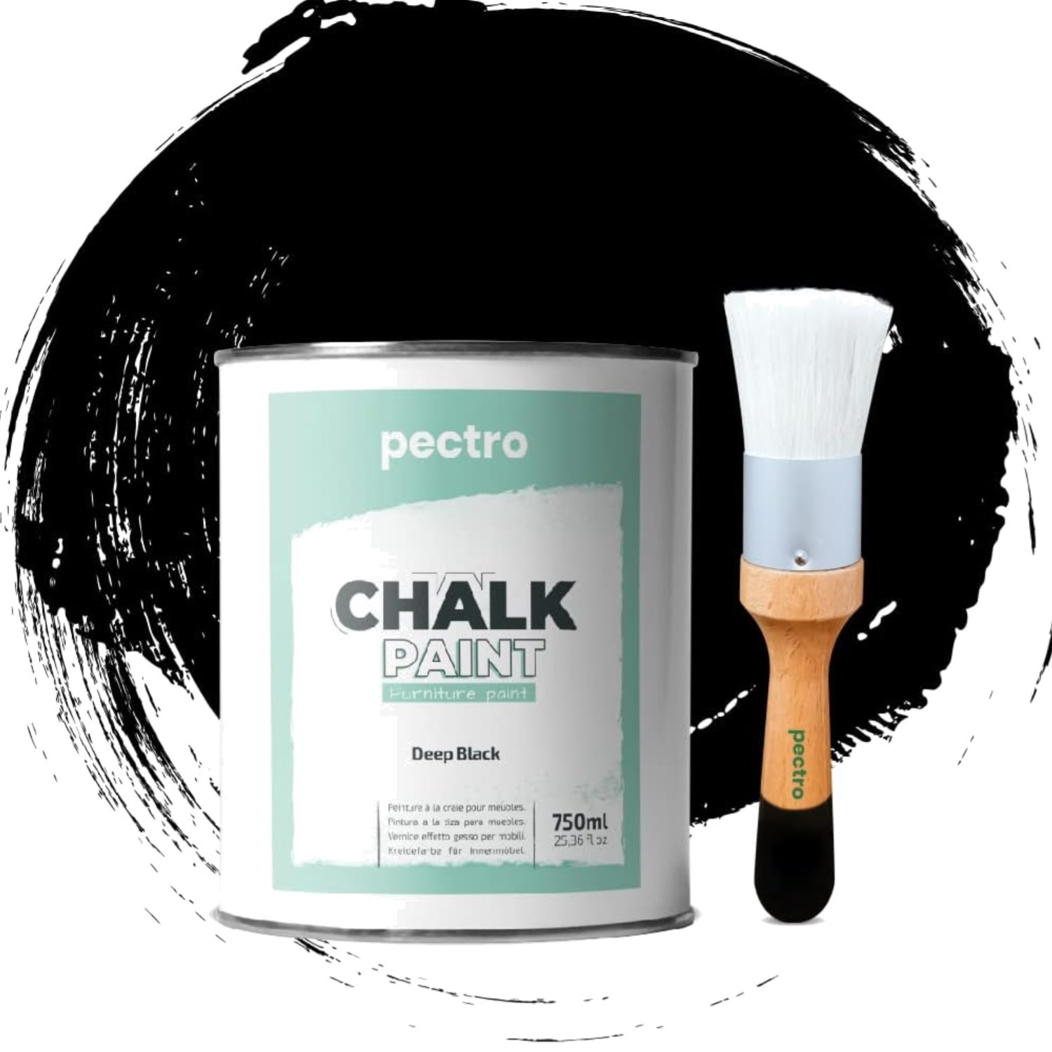 Black Chalk Paint for Furniture 25 fl.Oz. 750ml + Special Brush – Furniture P…