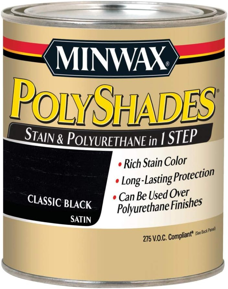 619950444 Polyshades – Stain & Polyurethane in 1 Step, Quart, Classic Black, Sat