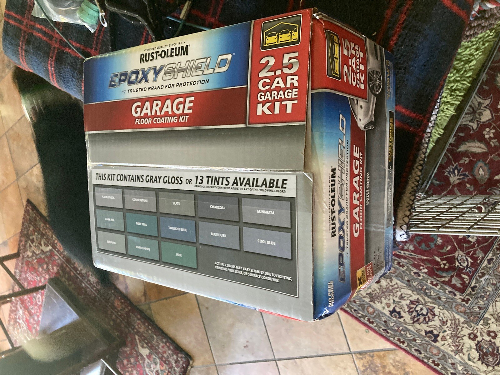 Rust Oleum Epoxy Shield Protect Gray Garage Floor Coating Kit High Gloss 2.5 Car