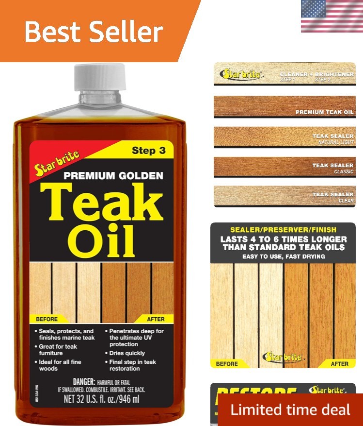 Golden Teak Oil – Sealer, Preserver, & Finish for Outdoor Teak & Other Fine W…