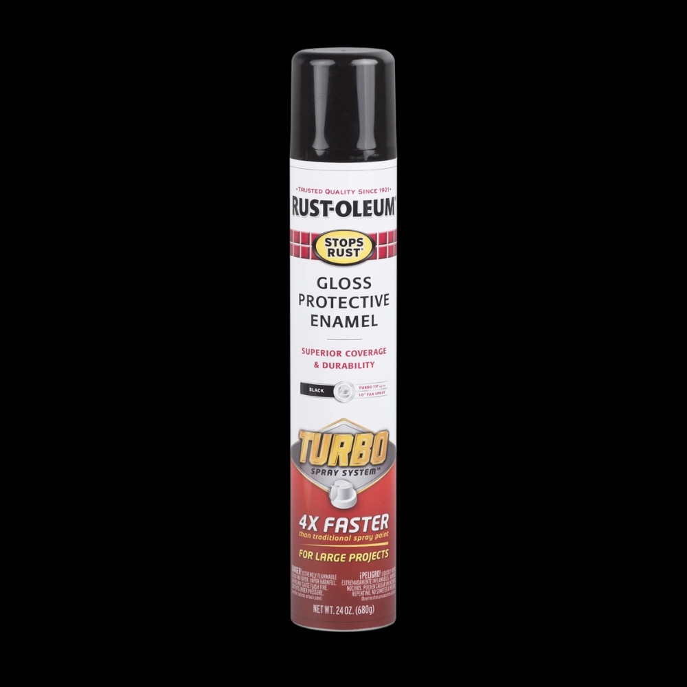 2 Pack Rust-Oleum Stops Rust, Gloss Black, Turbo Spray Paint, 24 oz, Protective