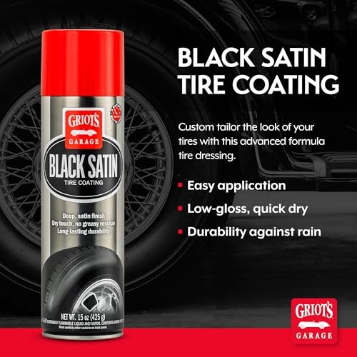 Black Satin Tire Coating, Provides a Low-Gloss, Satin Finish, Non-Greasy, 15oz