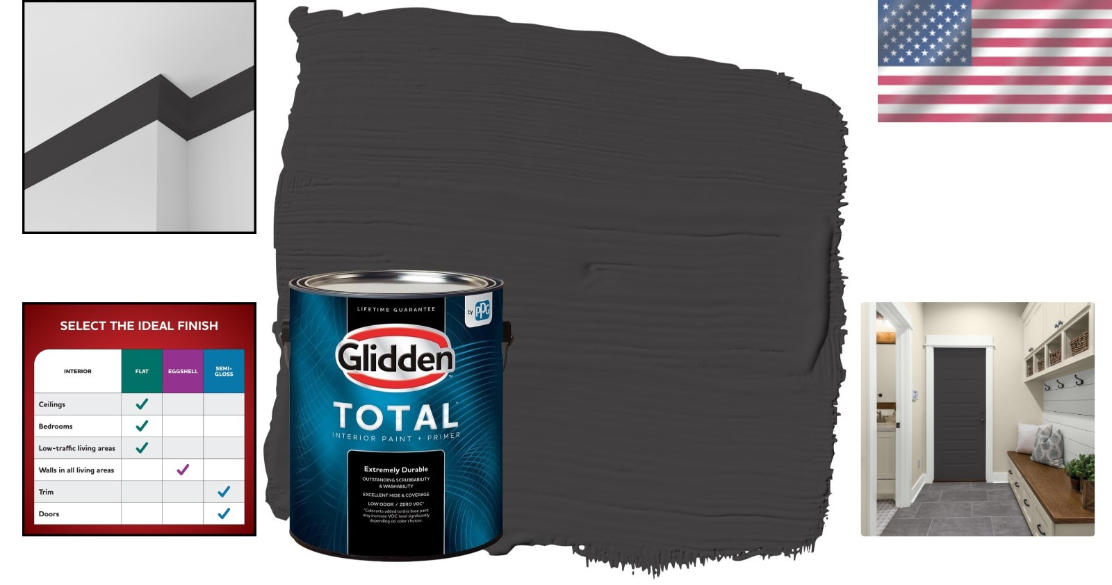 Durable Semi-Gloss Black Paint & Primer for Elegant Interior Walls – 1 Gallon