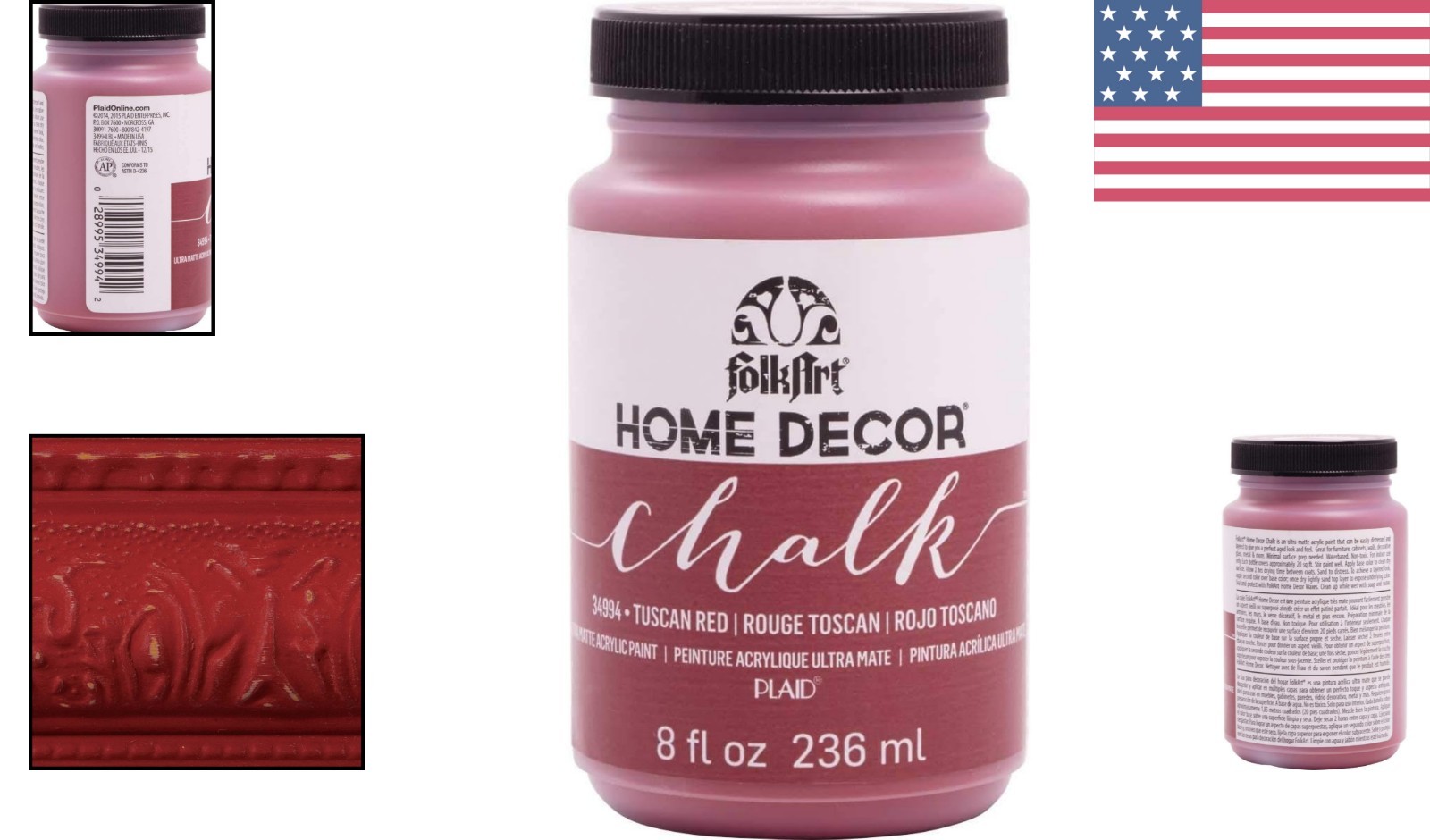 Transform Your Decor with 8 oz Non-Toxic Tuscan Red Chalk Paint – Easy Cleanup