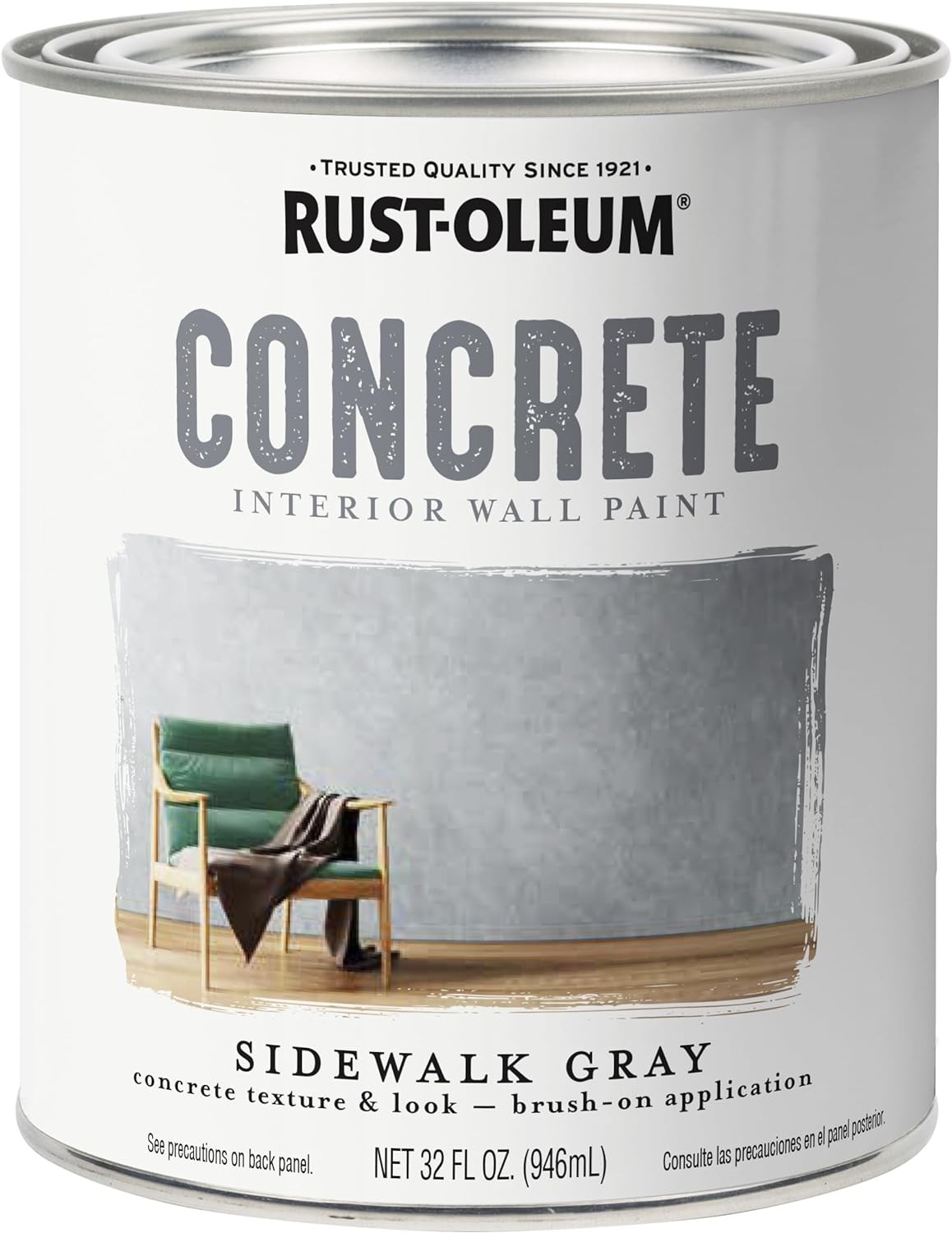 Concrete Interior Wall Paint 2-Pack, Quart Size, Sidewalk Color, 0.25 Gallon