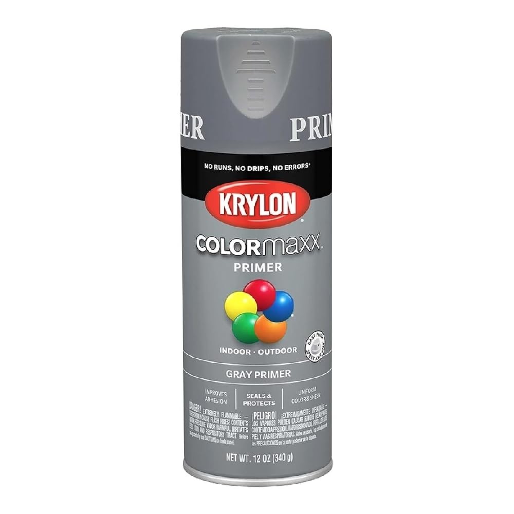 Krylon K05582007 COLORmaxx Primer Spray Paint for 12 Ounce (Pack of 1), Gray