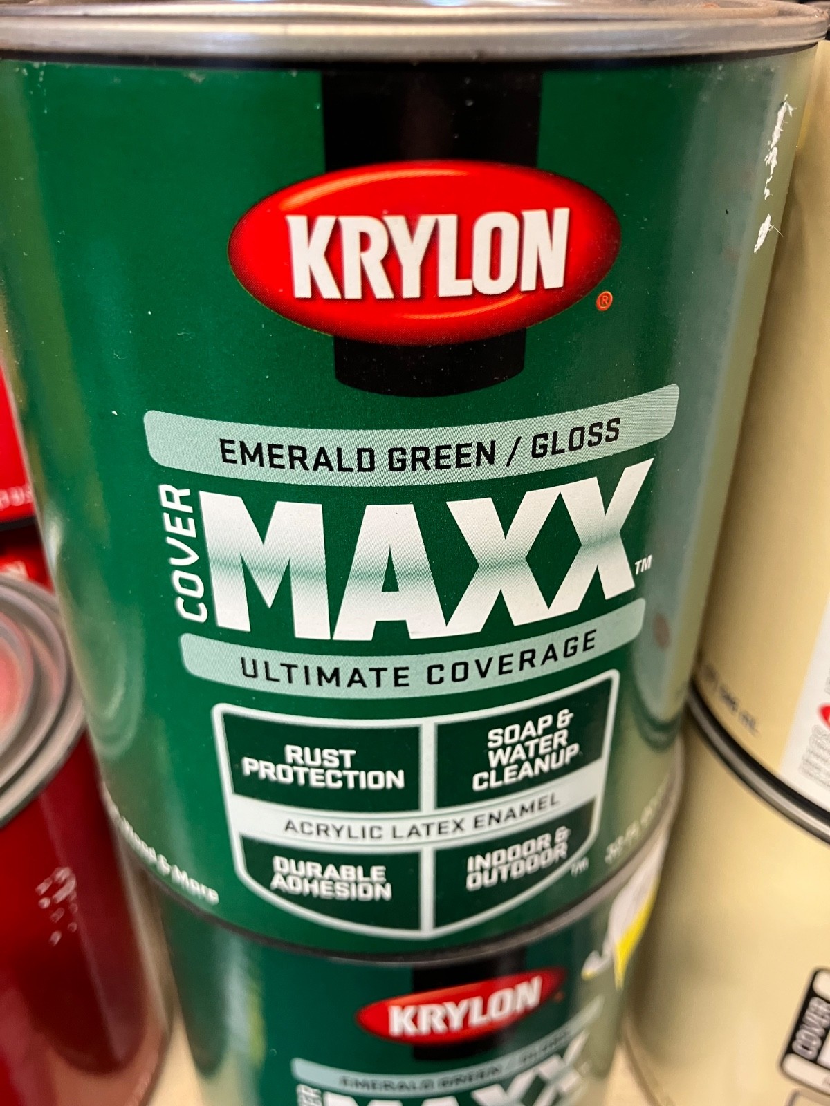 KRYLON COLORmaxx Acrylic Latex Enamel EMERALD GREEN Gloss Paint, 1 Quart