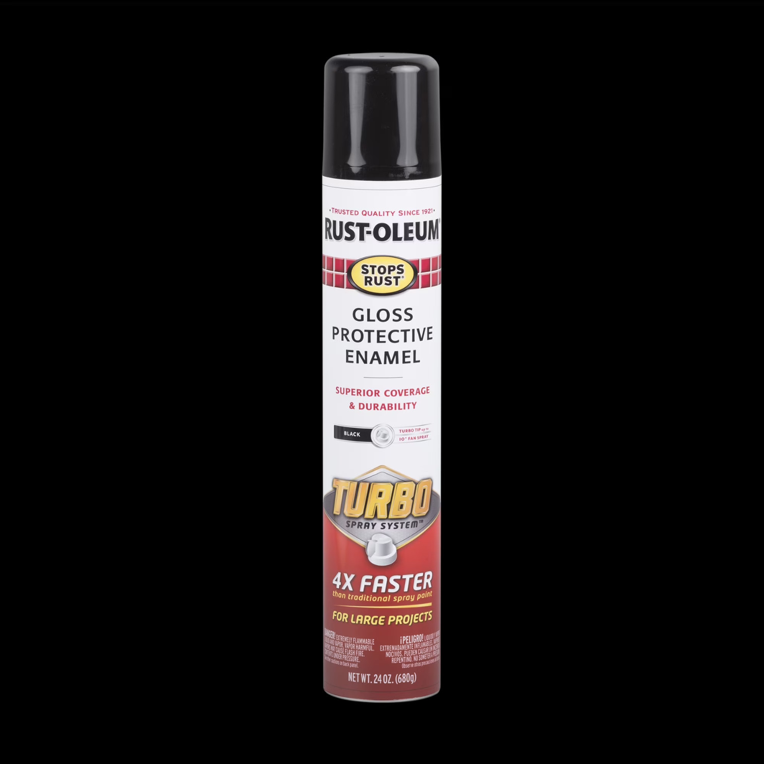 6 PK Rust Oleum Gloss Black Turbo Protective Enamel Spray Paint Stops Rust 24 oz