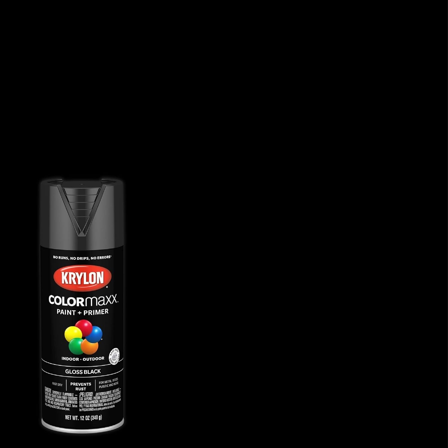 Versatile COLORmaxx Gloss Black Spray Paint & Primer – 2 Can Bundle, 25 sq ft
