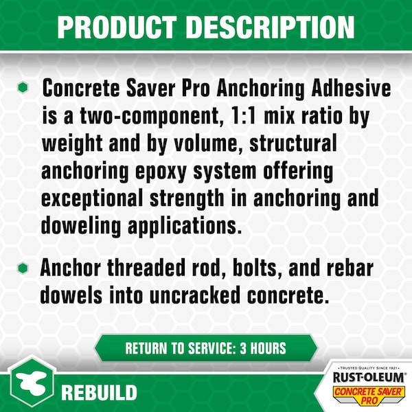 Rust-Oleum 392526 Structural Anchoring Adhesive, 8.6 Fl Oz Container Size