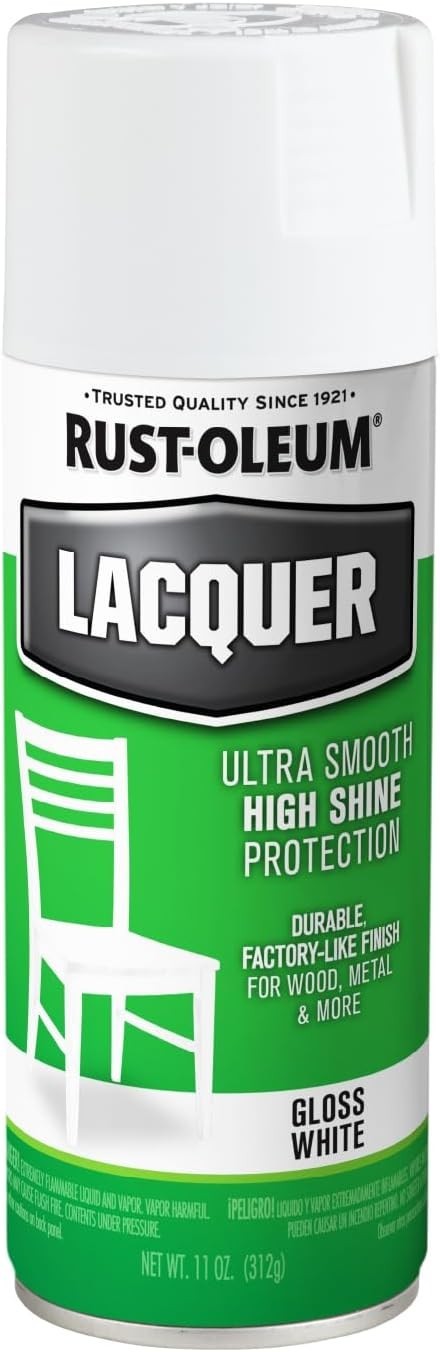 Rust Oleum 1904830 Lacquer Spray Paint Gloss White 11 Ounce Fast Dry Finish