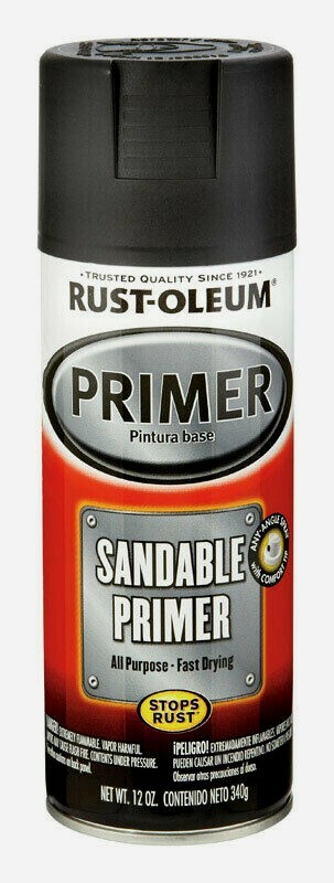 Rust-Oleum SANDABLE PRIMER 12 oz Automotive FLAT BLACK Smooth Fast-Drying 249418