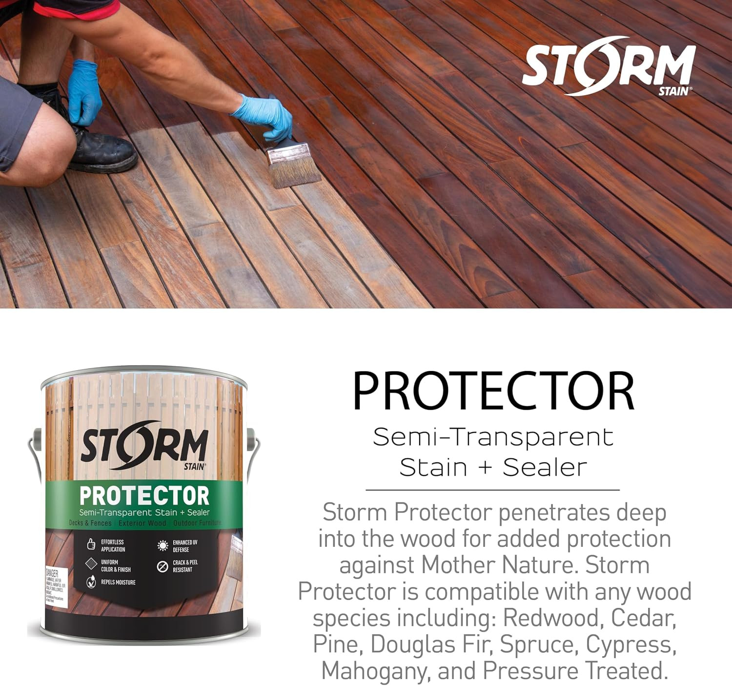 Storm Stain Protector – Hickory, 1 Gallon, Protects Outdoor Wood from Water & U