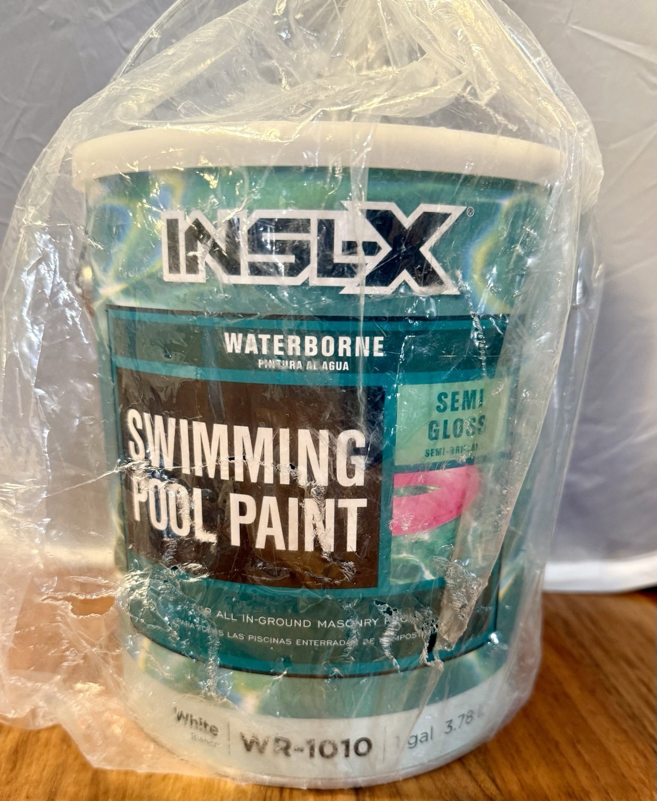 INSL-X Swimming Pool Paint, Water Based, White, Gallon, WR-1010, Semi-Gloss