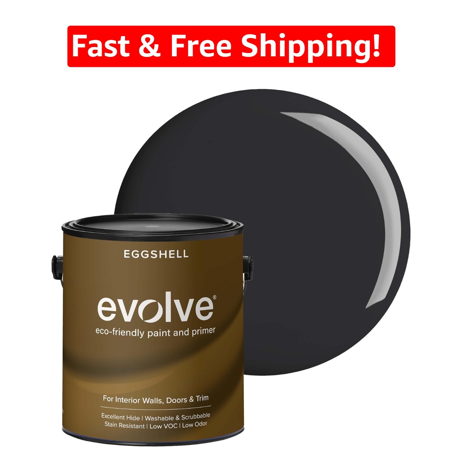 Versatile 1 Gallon Eggshell Black Iron Paint & Primer – Excellent Hide, Low Odor