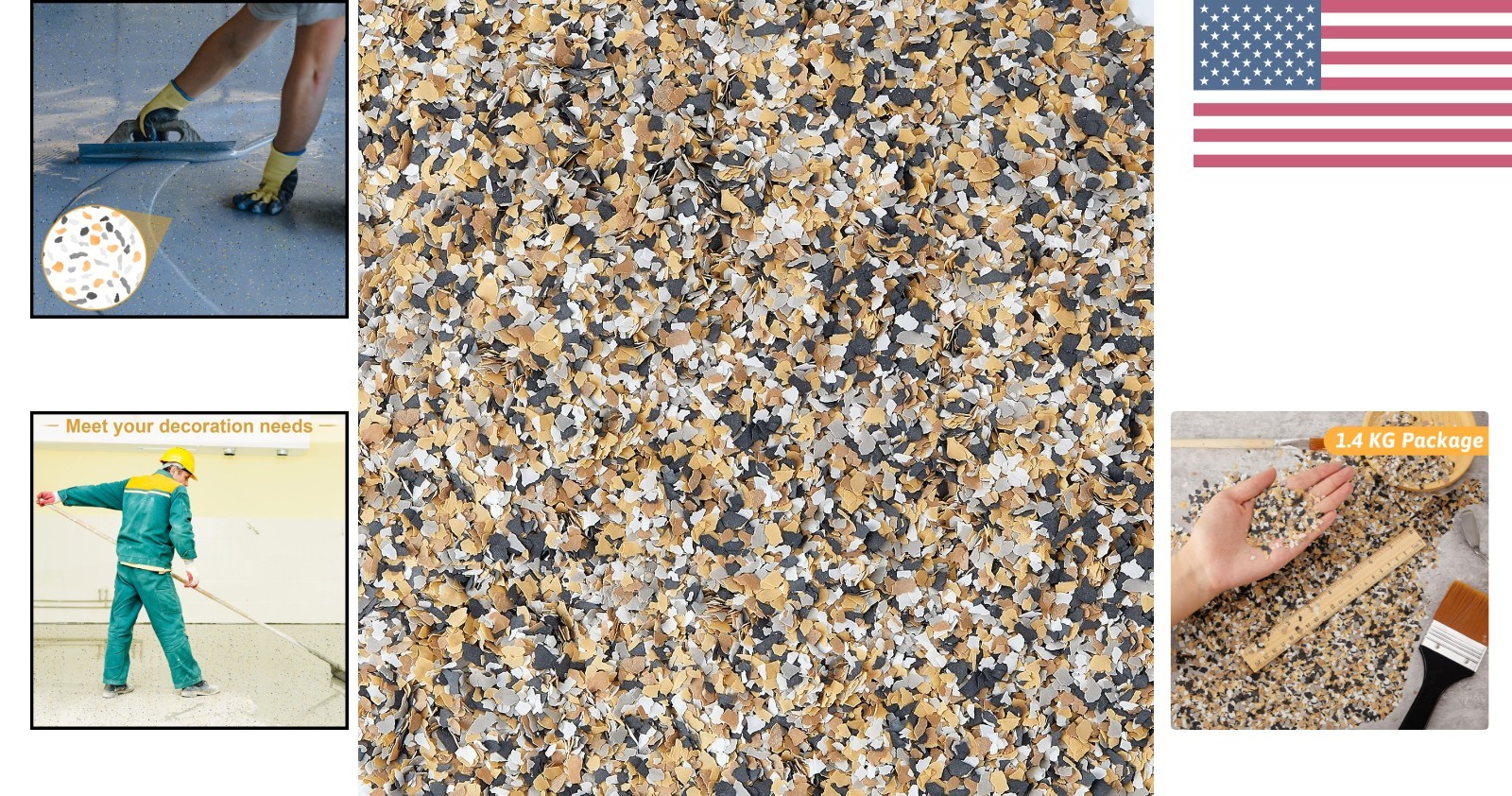 Decorative Epoxy Flakes in 5 Chic Colors – 1400G for Stunning Floor Enhancements