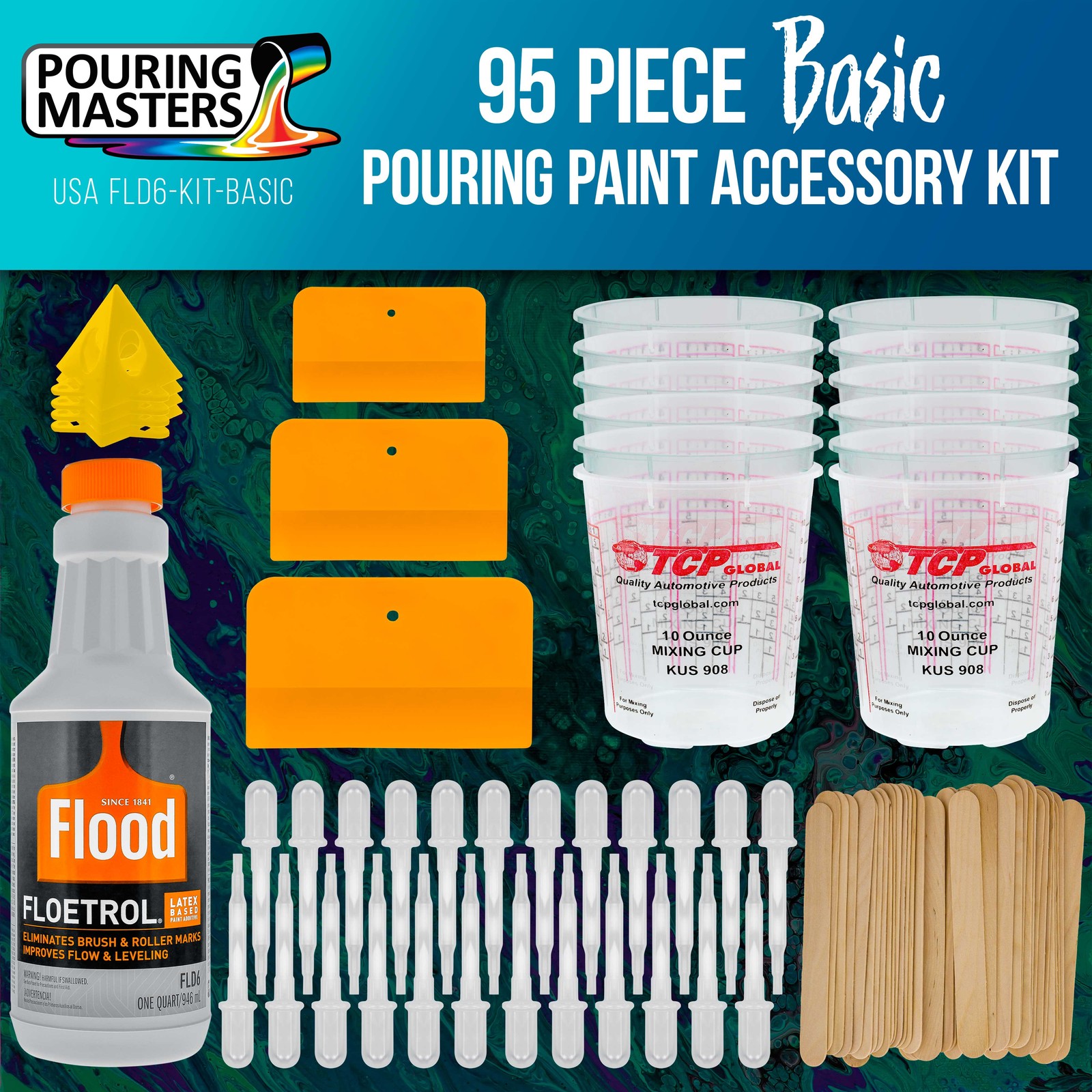 1 Quart Floetrol Pouring Paint Medium Basic Kit Mixing, Stain, Epoxy, Resin