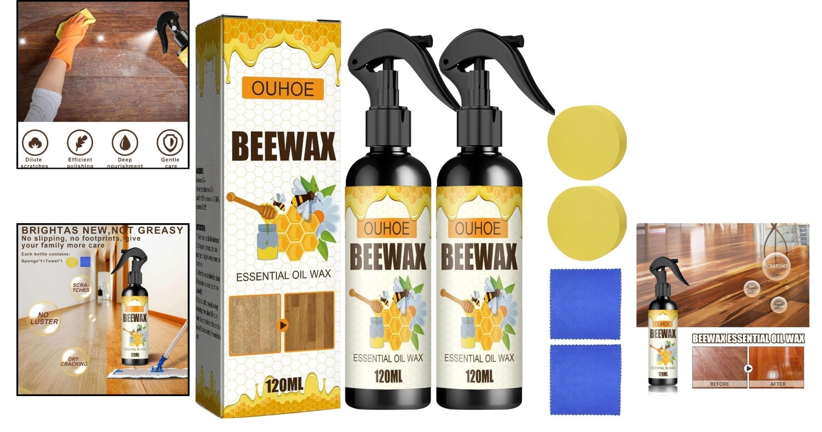 Beeswax Spray 2PCS – Durable Polish and Protector for Wooden Surfaces