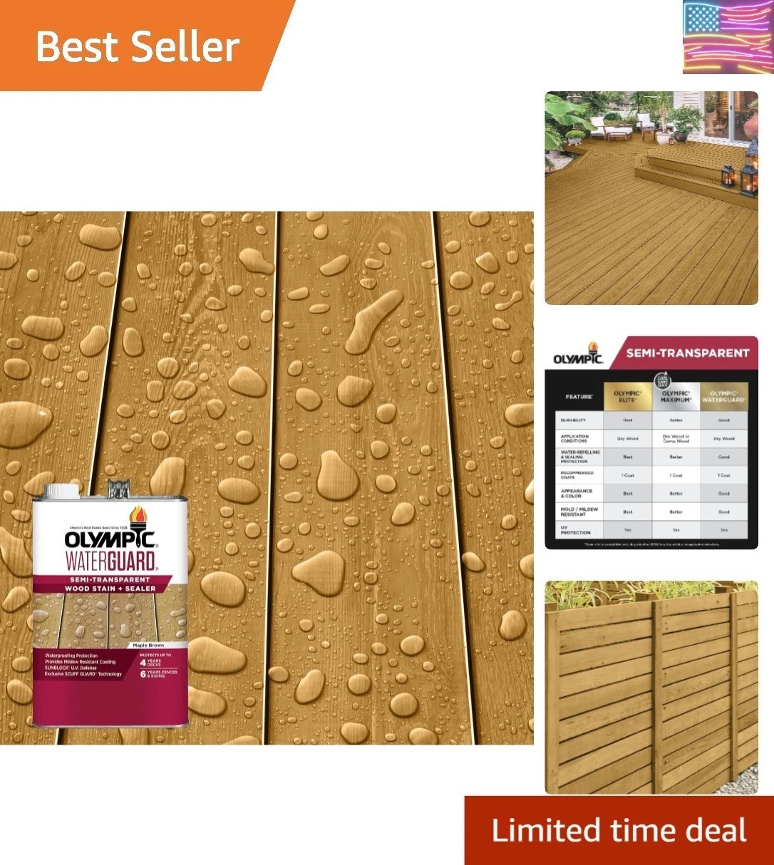 WaterGuard 1 gal. Maple Brown Semi-Transparent Wood Stain and Sealer.