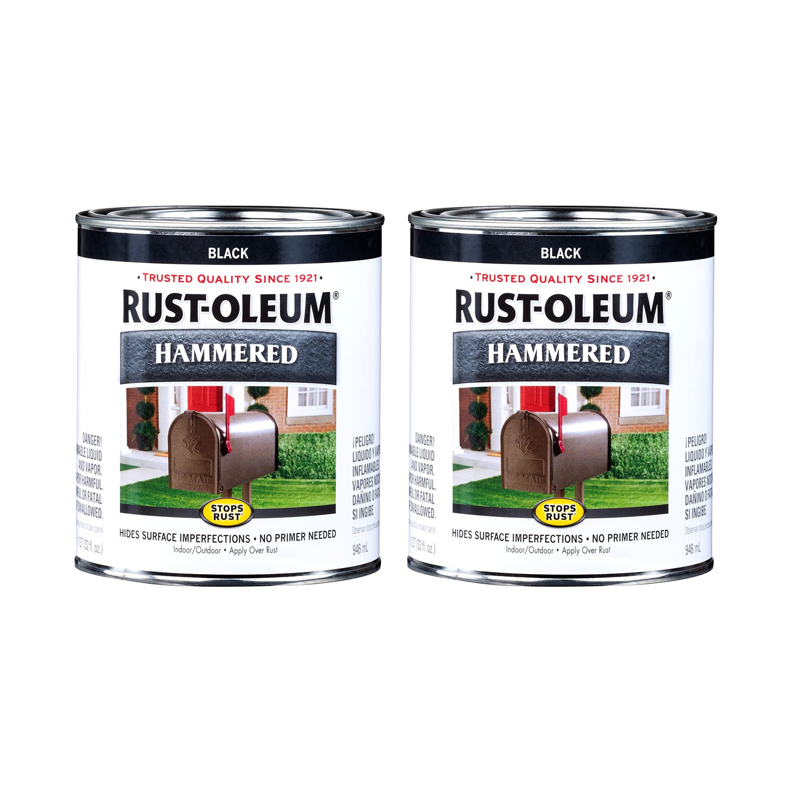Rust Oleum 32 Fl Oz Hammered Black Paint Pack of 2 Weather Resistant Coating