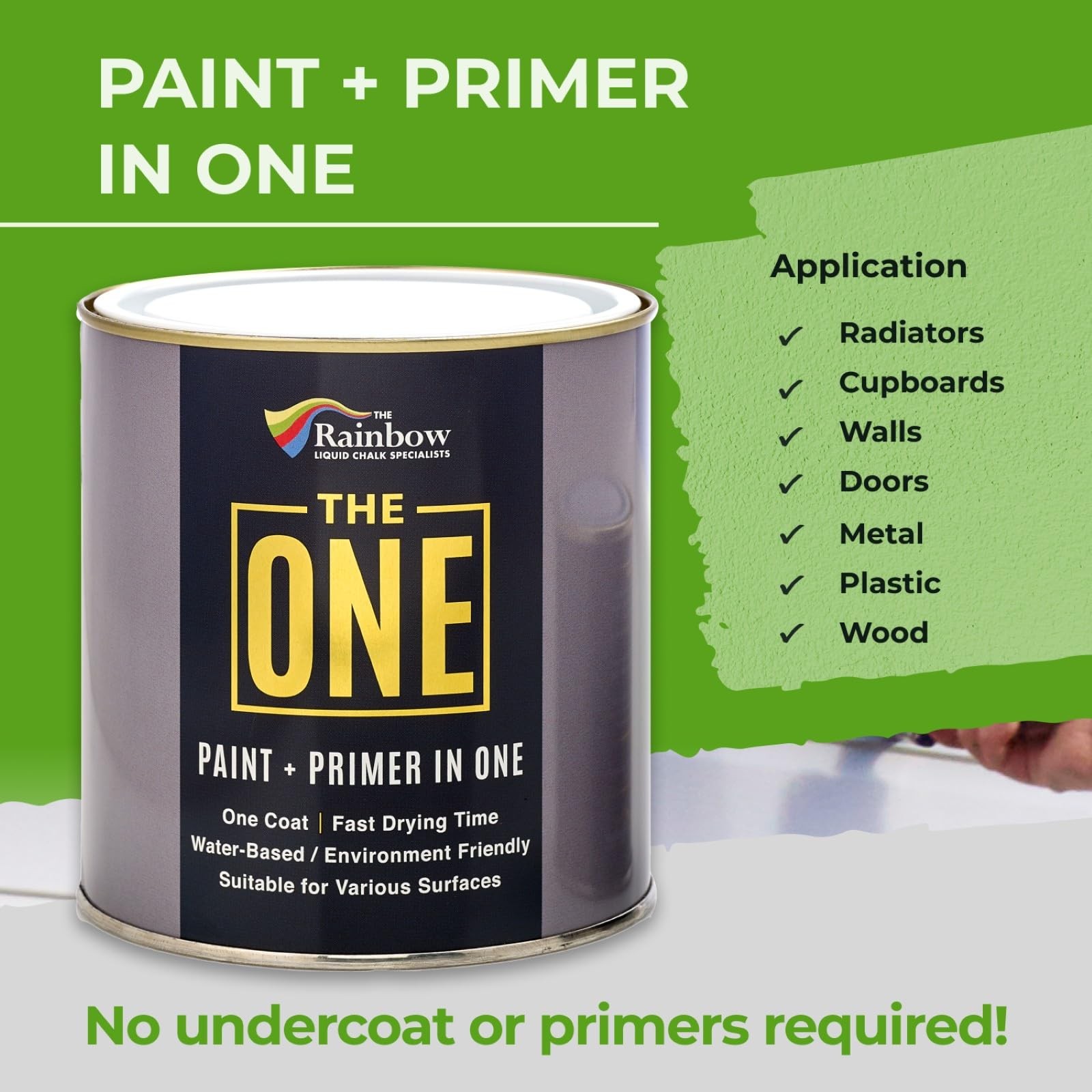 The ONE All-In-One Paint & Primer – Light Grey Satin, 33.8 Fl Oz/1 Liter | 1 Coa