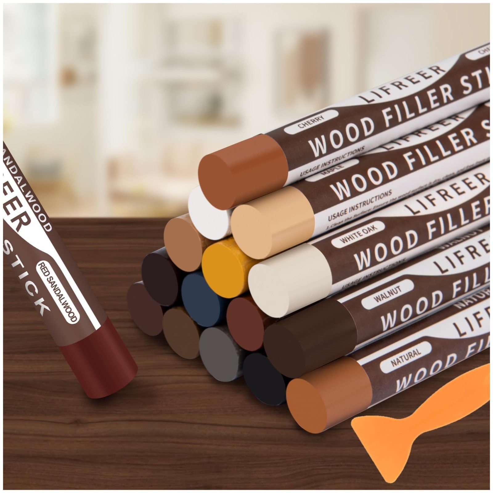 16 Color Wood Filler Sticks – Crayon Touch Up for Scratches, Cracks & Stains