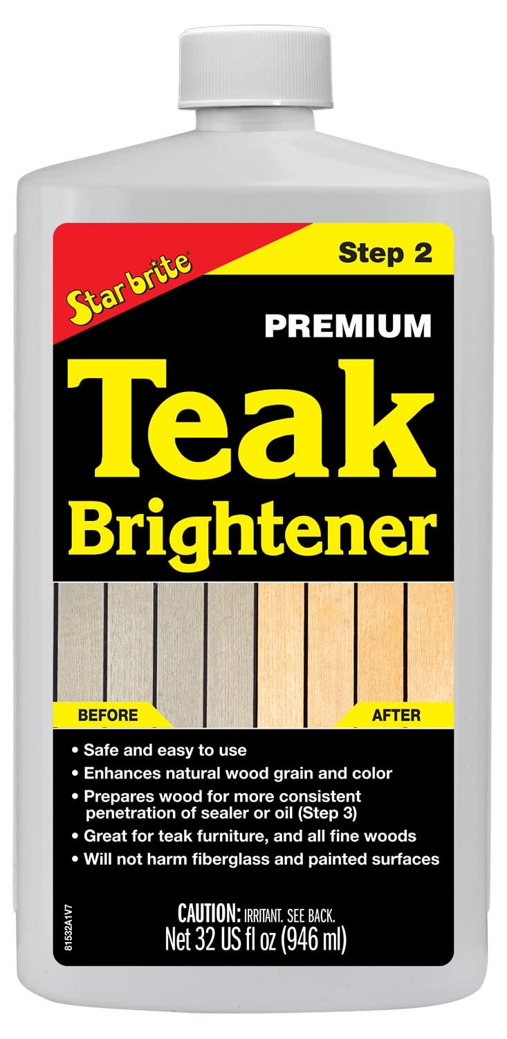 STAR BRITE Premium Teak Brightener – Enhances Natural Wood 32 oz, No Color