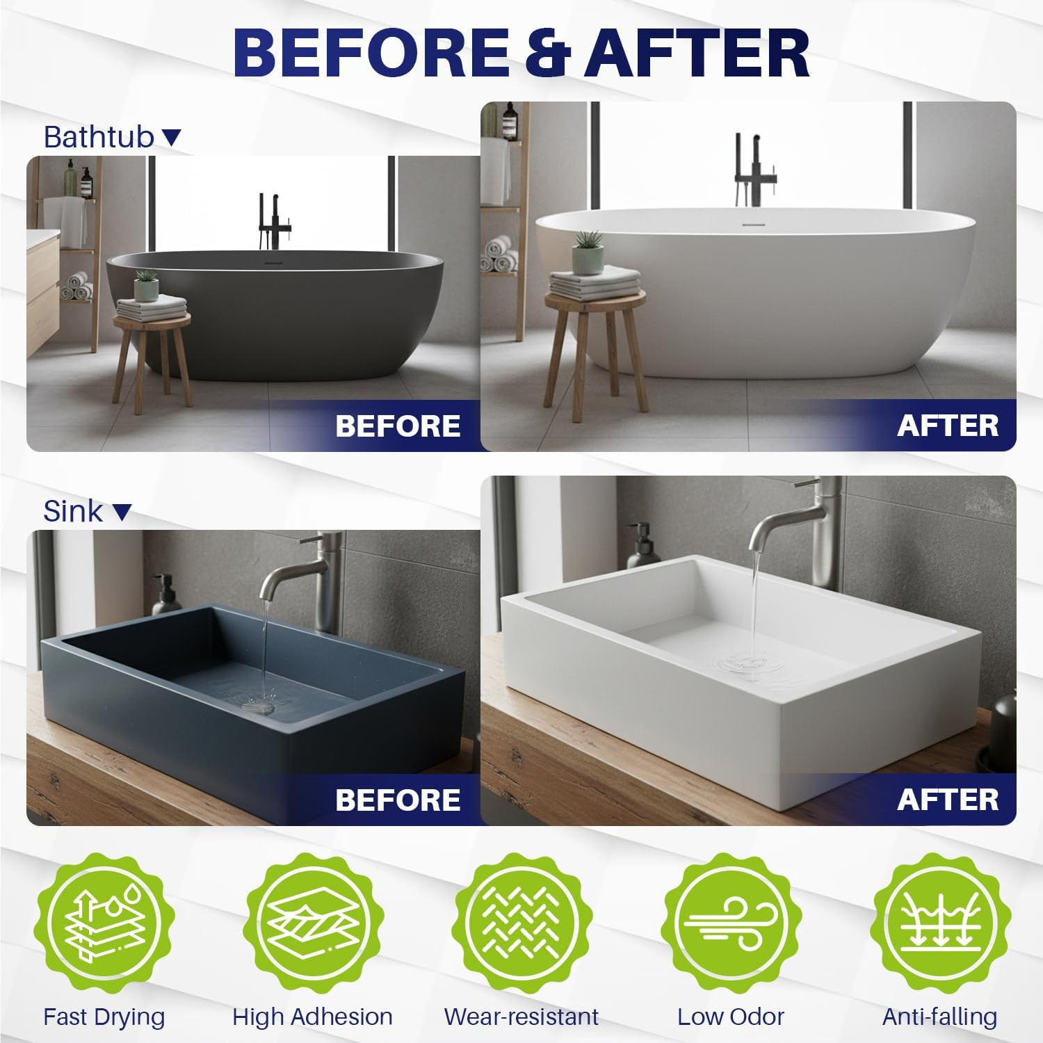 Tub and Tile Refinishing Kit, 10.6Oz Bathtub Refinishing Kit with Tools, DIY Tub