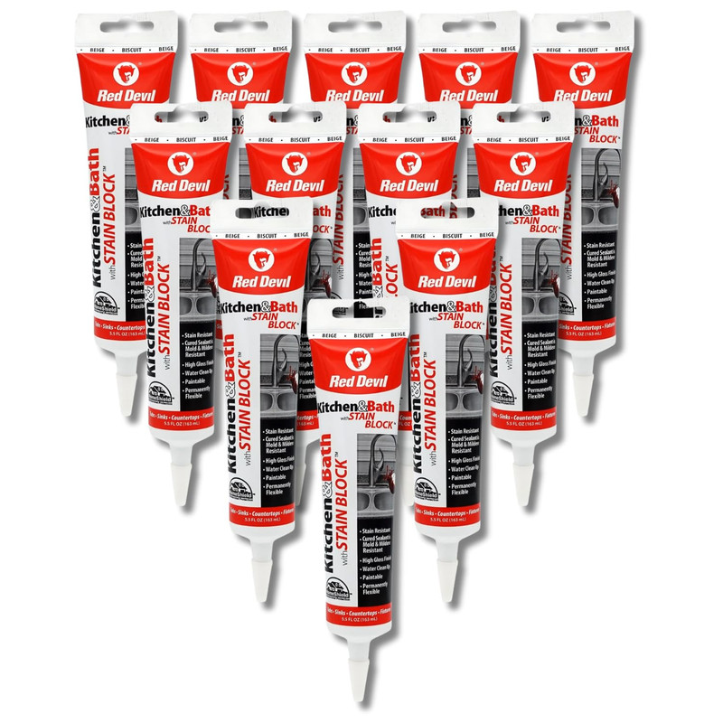 Red Devil 075522 Kitchen Bath Stain Block Sealant 12-Pack Biscuit 12 Pack