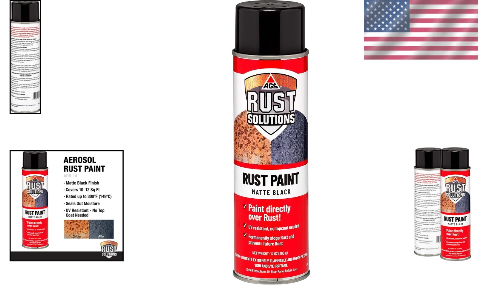 Versatile 14oz Matte Black Spray Paint – Weatherproof Rust Protector for Metal
