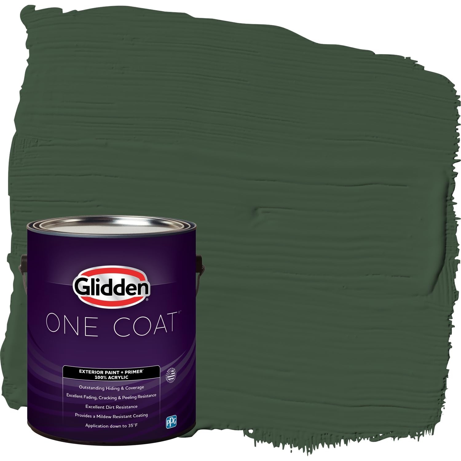 Glidden One Coat 1 Gal. Pine Forest/Green Satin Exterior Paint Premiumr