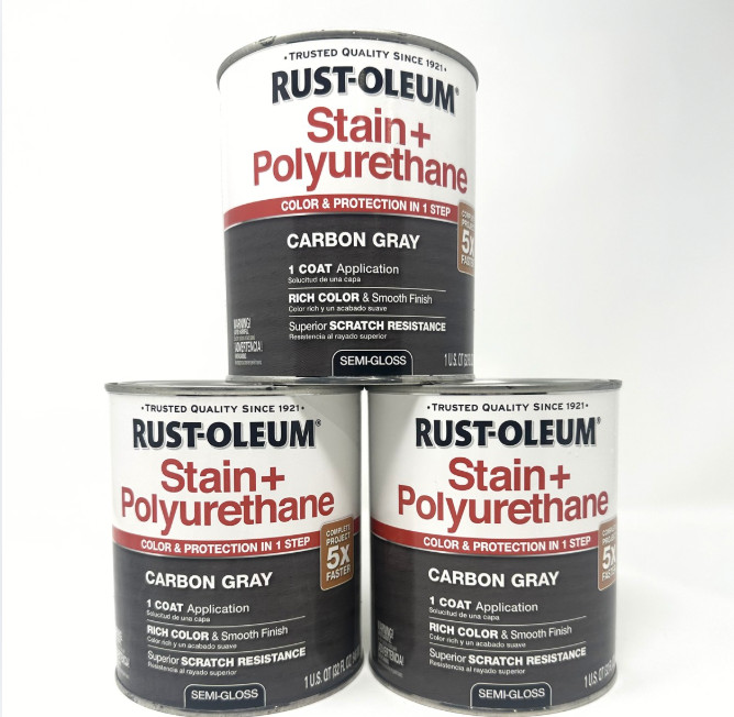 Rust-Oleum Carbon Gray Stain + Polyurethane Semi-Gloss 1 Qt 3 Pack New