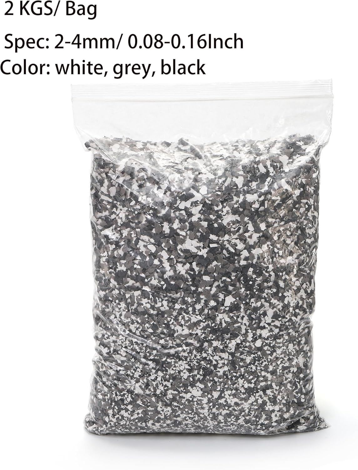 2Kg/4.4Lb Decorative Color Chips – Gray, White & Black Epoxy Paint Flakes for Ga