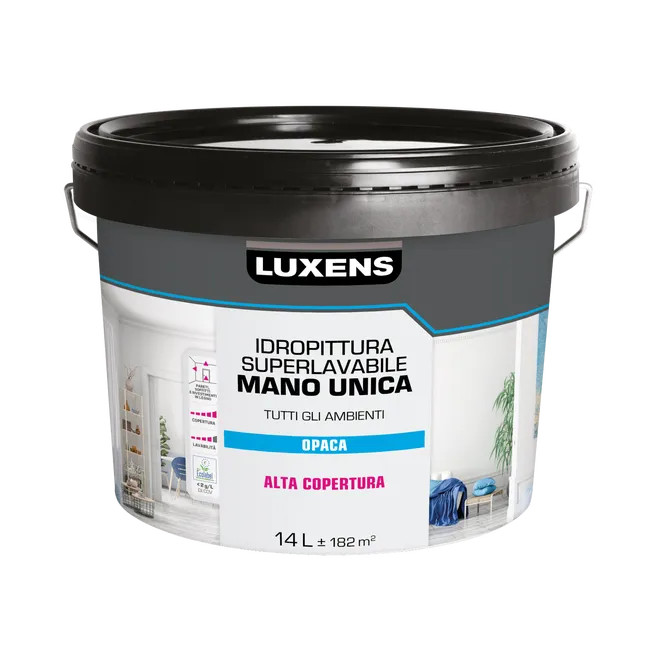 LUXENS SUPER WASHABLE SINGLE HAND MATTE WHITE WATER PAINT 14 LT +- 182mq