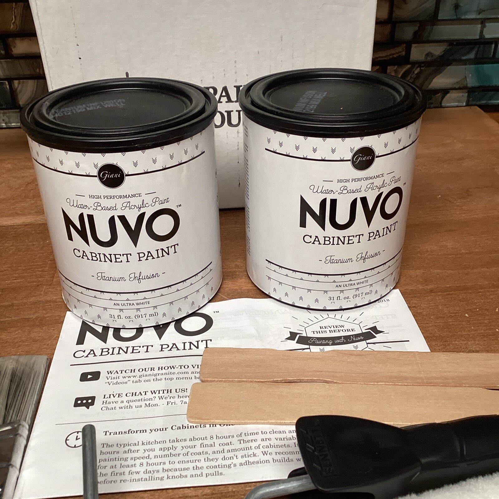 Nuvo Titanium Infusion Cabinet Makeover Paint Ultra Brilliant White Kit 2 Quart