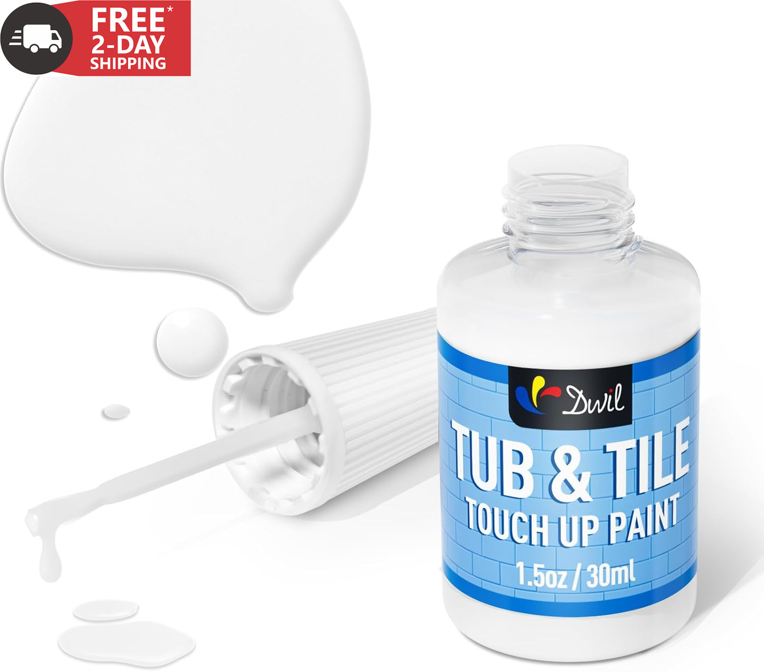 DWIL Tub and Tile Paint, White Touch up Paint for Porcelain, Scratches, Cracks a