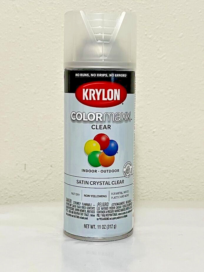6 Krylon Colormaxx Satin Crystal Clear Finish Spray Paint 11oz Sealed Case