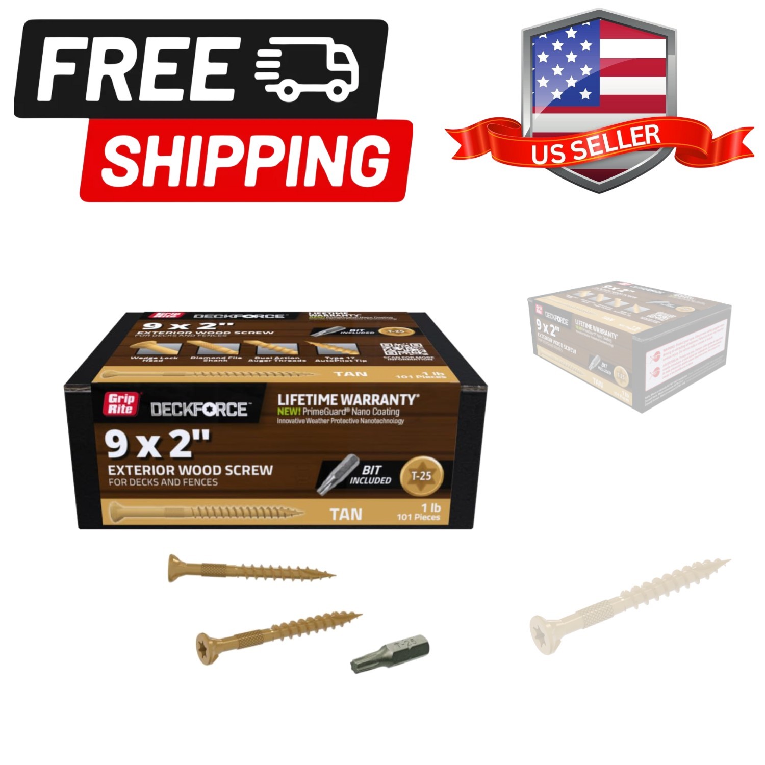 DeckForce Exterior Wood Screws for Decks and Fences – Nano Coated – T-17 Auto…