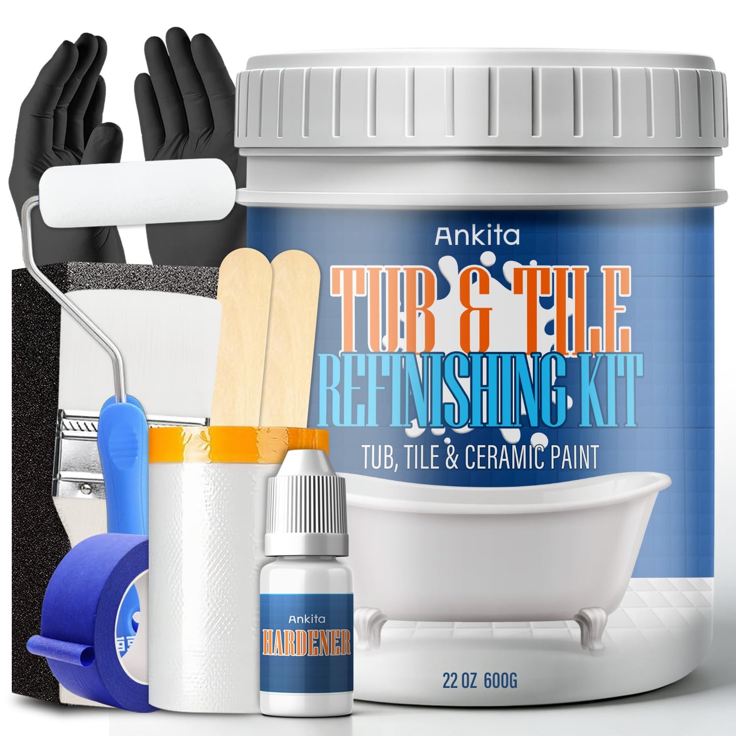 Specialty Tub and Tile Paint, Water-based Tub and Tile Refinishing Kit with T…