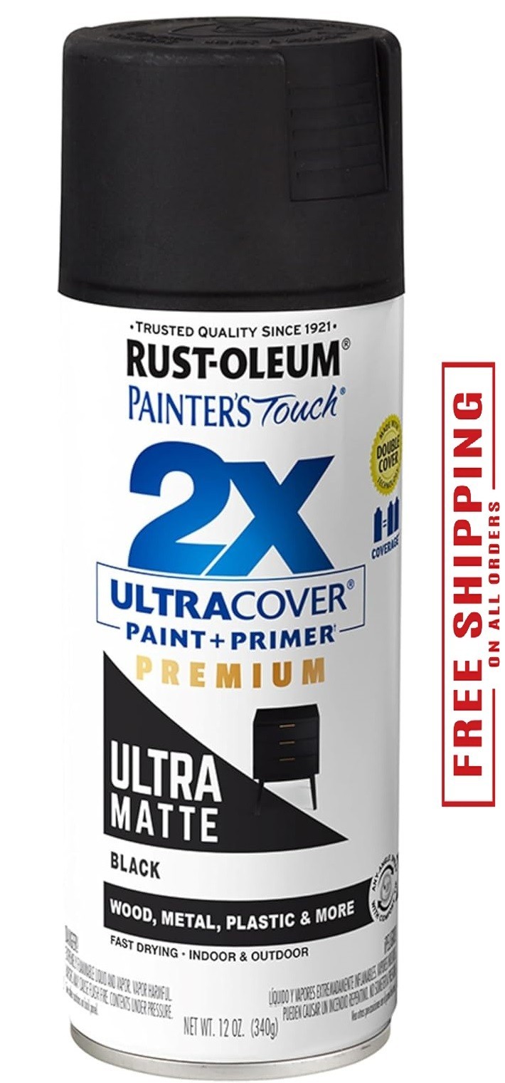 Rust-Oleum 331182 Painter’s Touch 2X Cover, 12 Oz, Ultra Matte Black