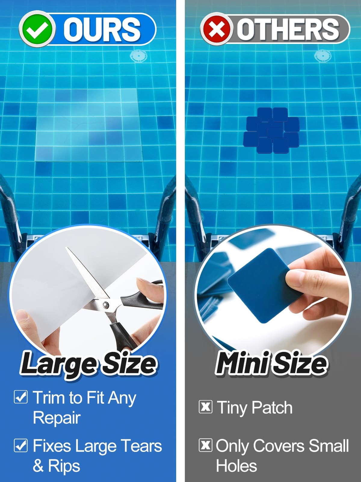 Aulock 4ft x 2.8ft Exlarge Pool Liner Repair Patch – Self-Adhesive Clear