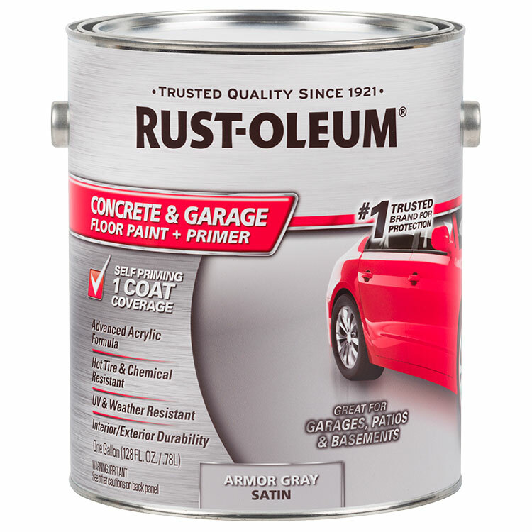 Rust-Oleum 225359 Concrete & Garage Floor Paint + Pimer Satin Armor Gray gal