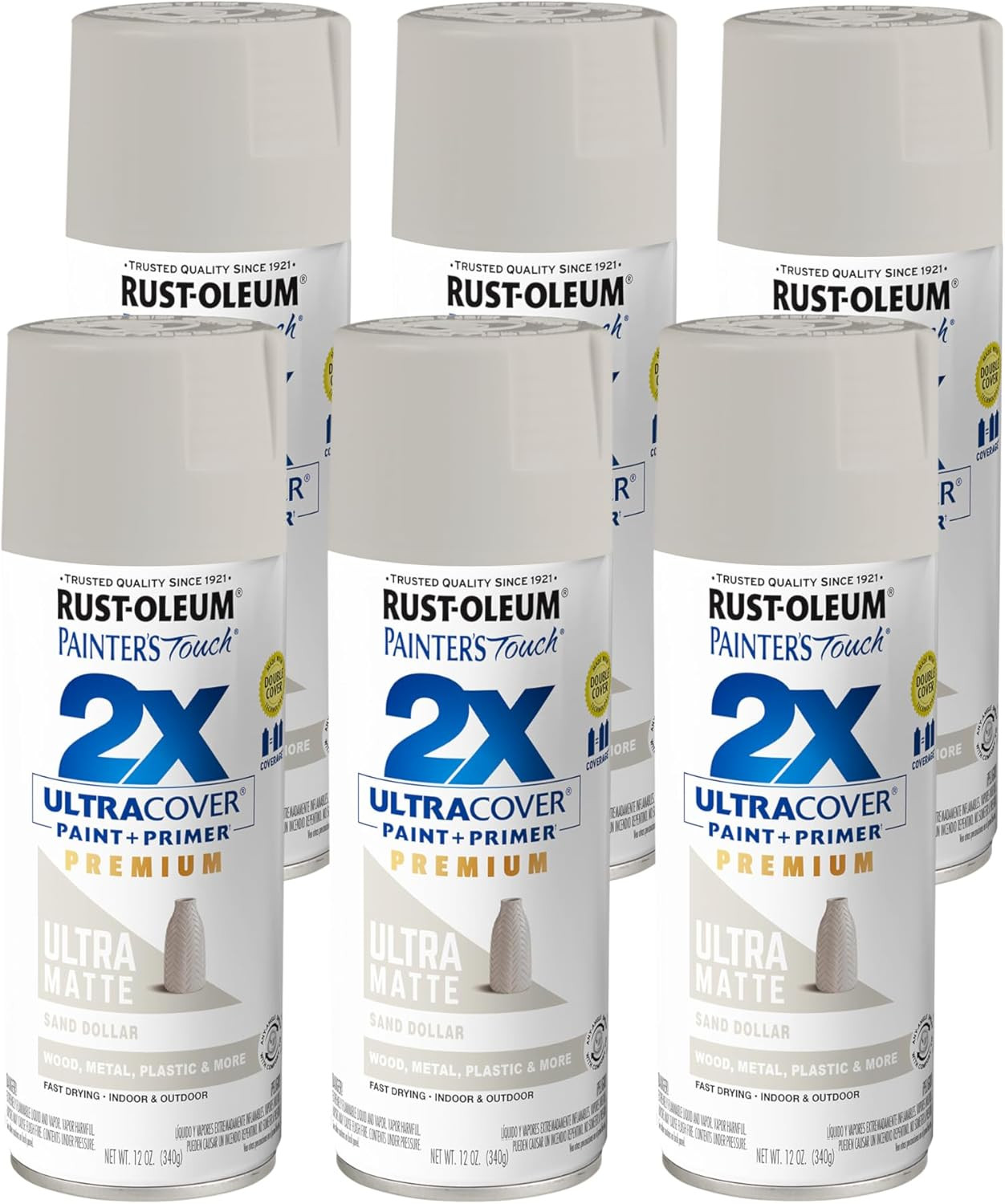 272274-6PK Painter’S Touch 2X Ultra Cover Spray Paint, 12 Oz, Sand Dollar, Pack