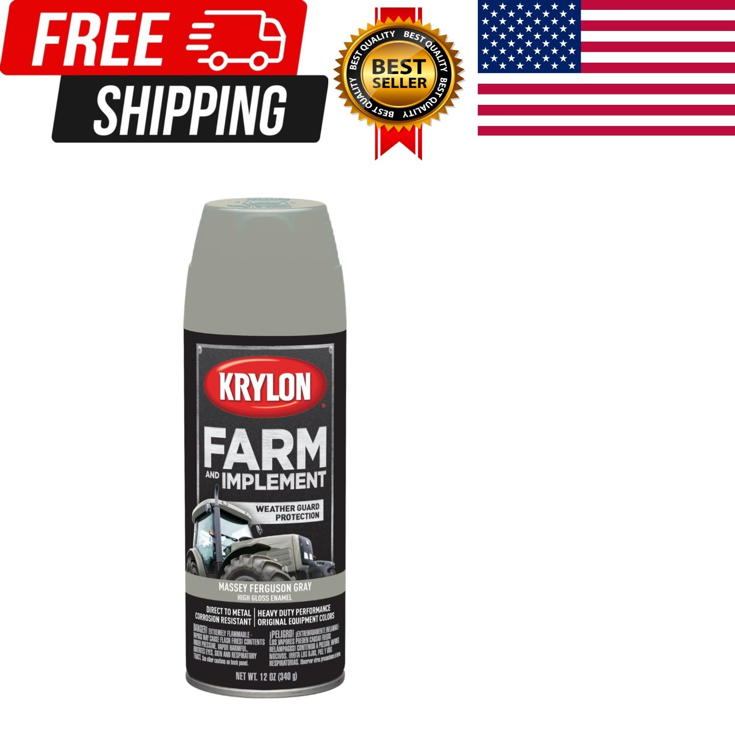 Farm & Implement Spray Paint, High Gloss, Massey Ferguson Gray, 12 oz