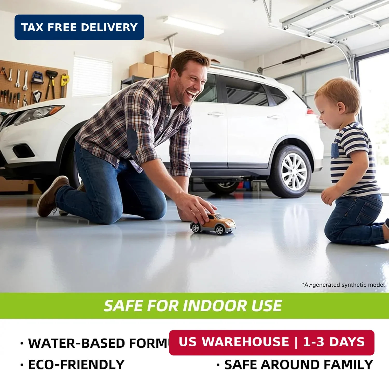 Garage Floor Epoxy Kit, 2K Epoxy Floor Paint with Tools, Epoxy Coating for Concr