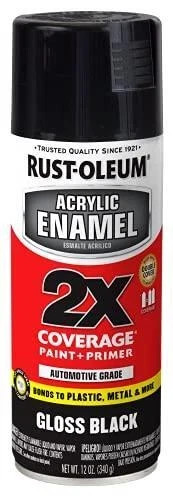 Rust-Oleum 271903 Automotive Acrylic Enamel 2X Spray Paint, 12 oz, Gloss Black